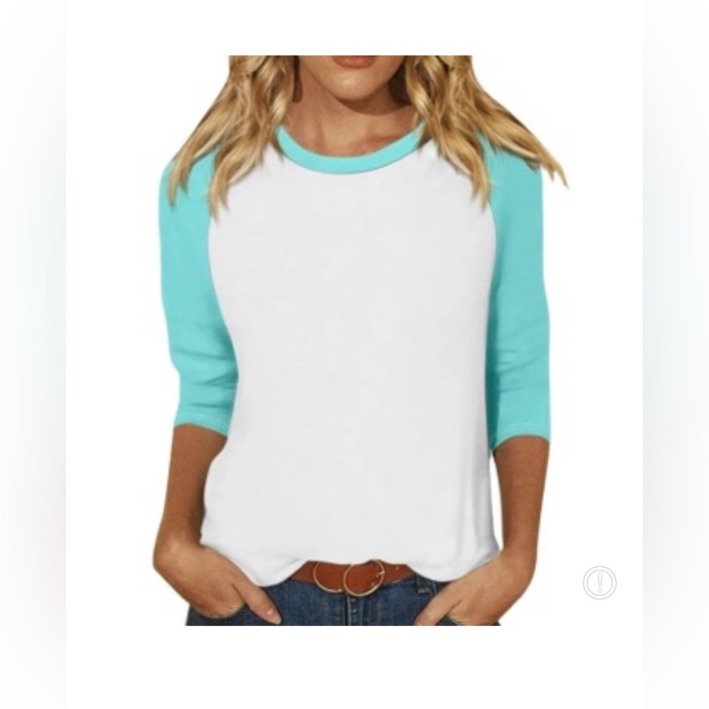 Chaser Raglan T-shirt teal and white size Small NWT